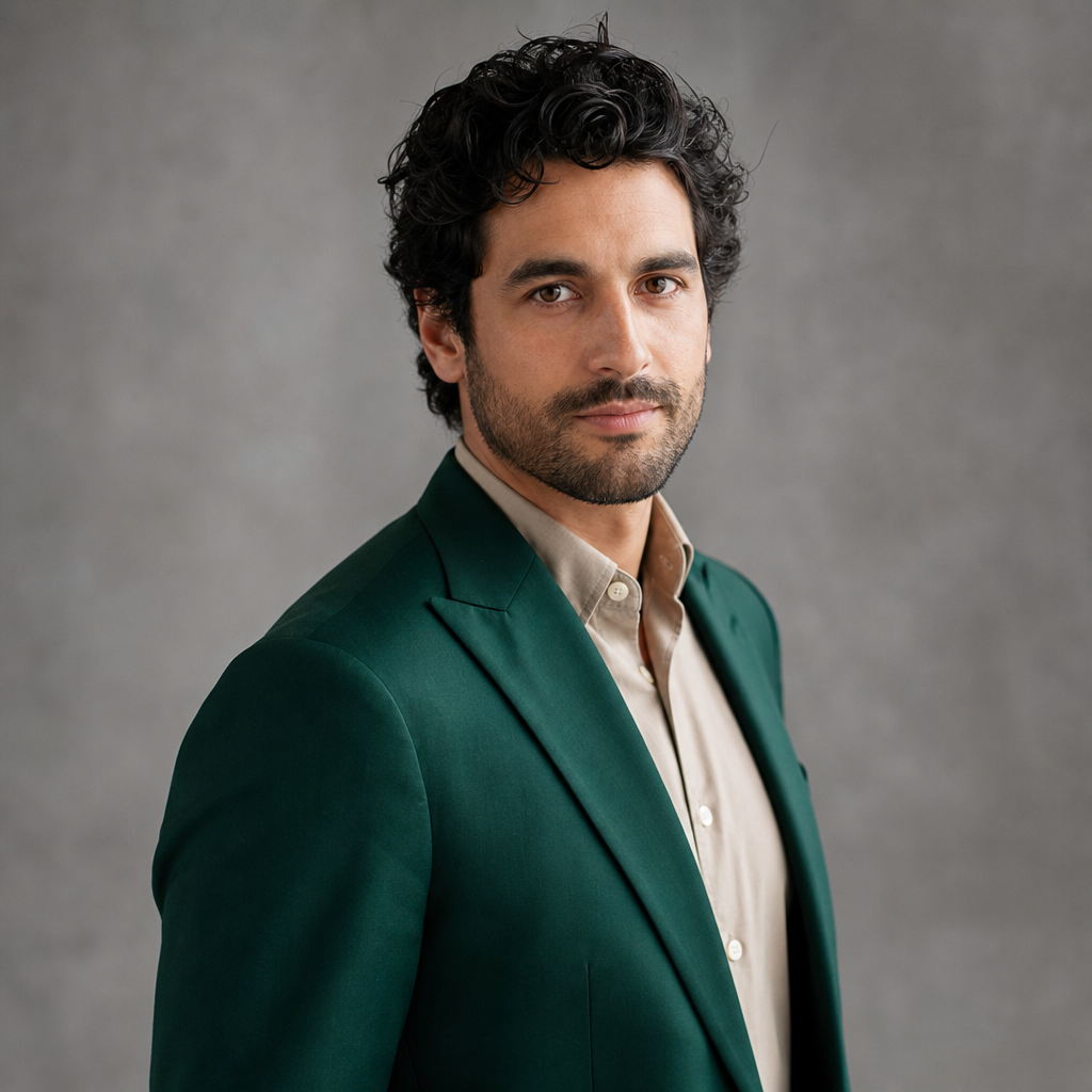 Building a polished professional image with backdrop for headshots.