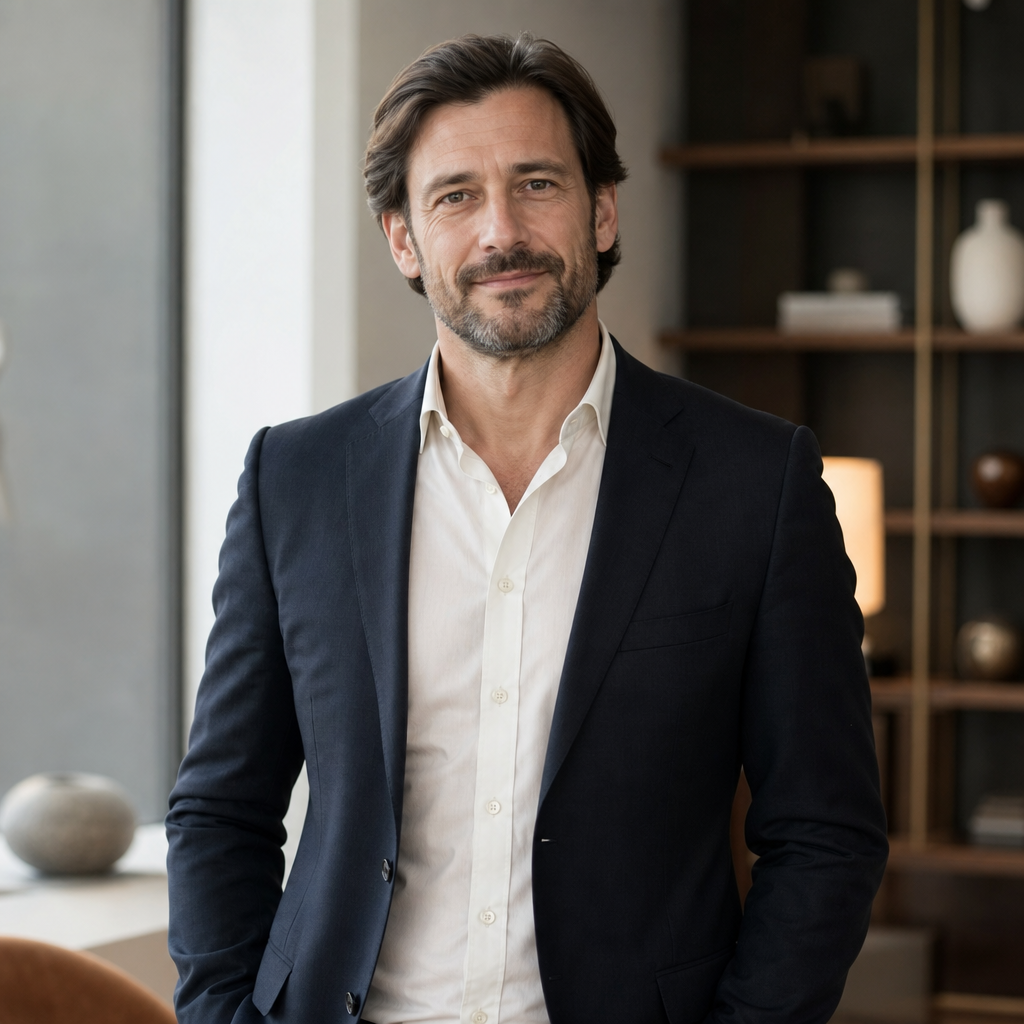 Practical wardrobe and pose tips for executive headshot.
