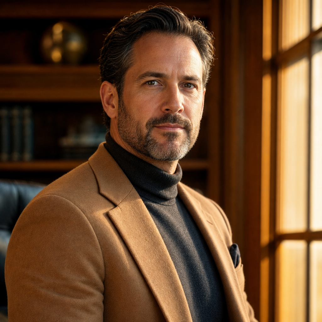 Practical wardrobe and pose tips for executive headshot.